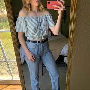 Favlux Blue and White Striped Summer Fit and Flare